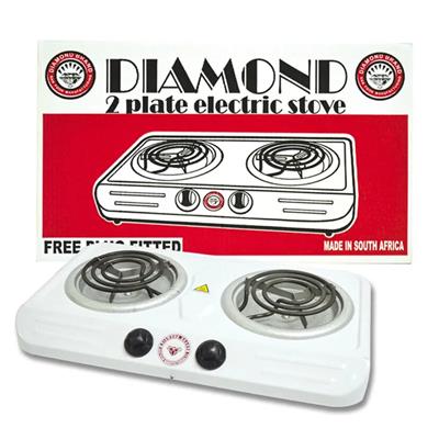 Electric 2 Plate Diamond Stove White A1 Online